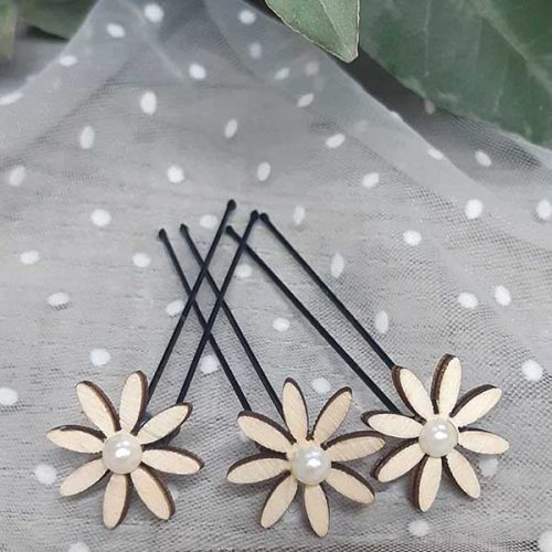 Horquillas con Margaritas de Madera