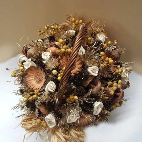 Cesta con Flor Seca y de Maíz
