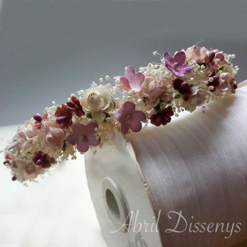 Diadema de Rosas y Miosotis