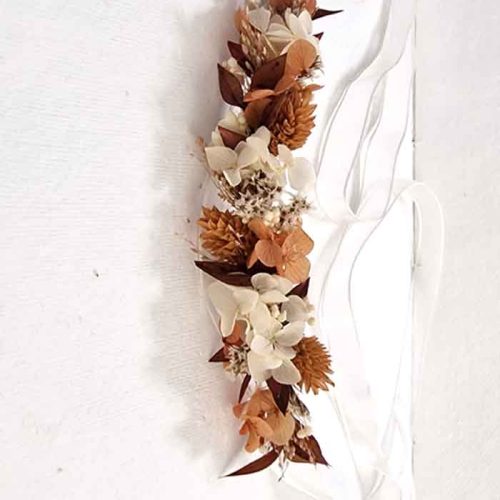 Brazalete de Flores Boda Color Camel